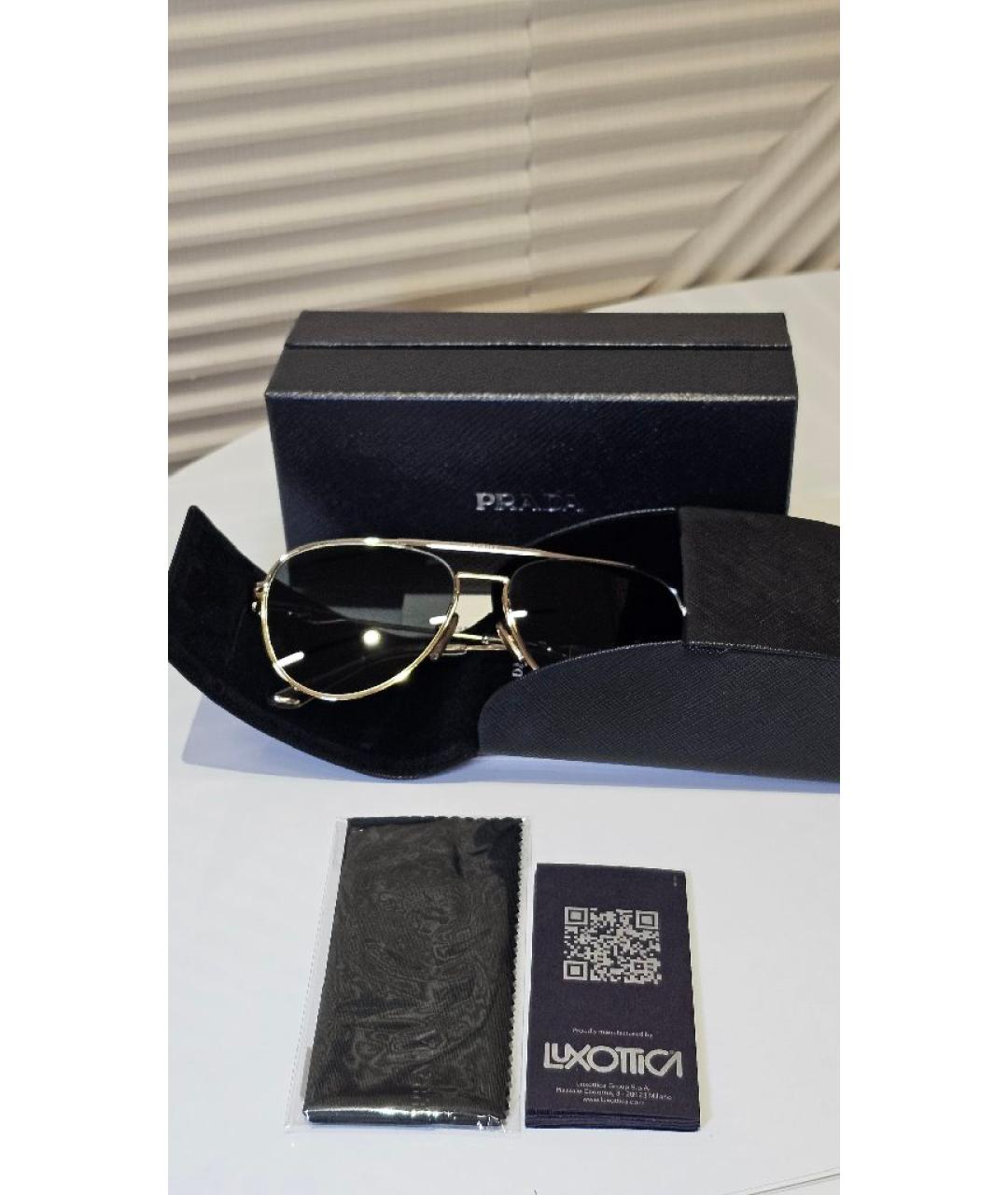 PRADA Золотые металлические солнцезащитные очки, фото 6