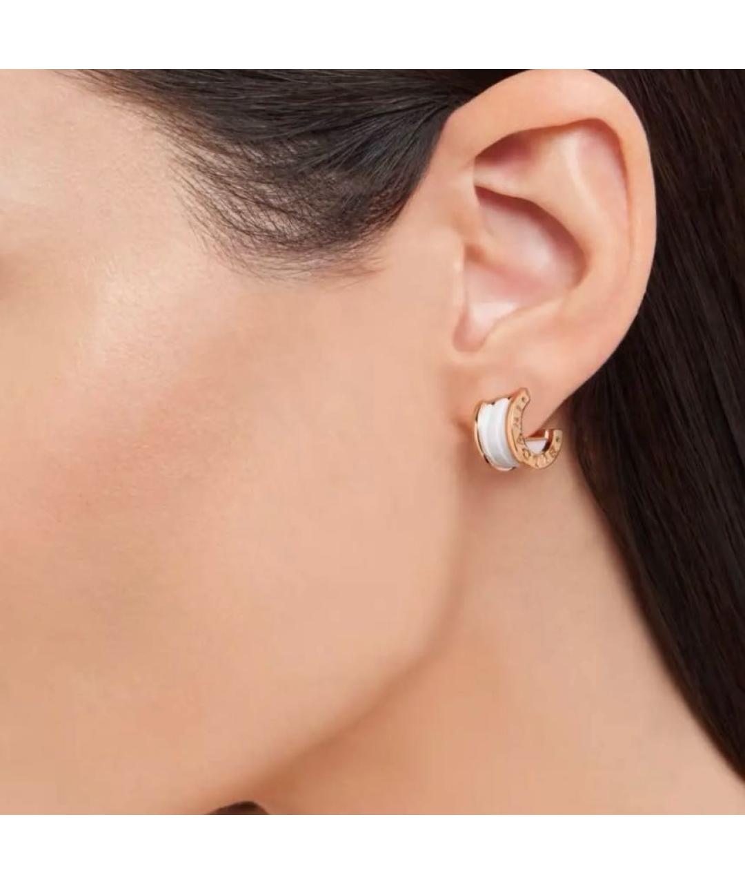 BVLGARI Белые серьги из розового золота, фото 4