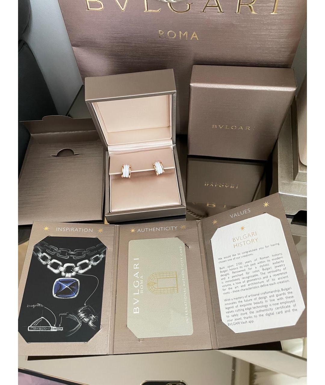 BVLGARI Белые серьги из розового золота, фото 7