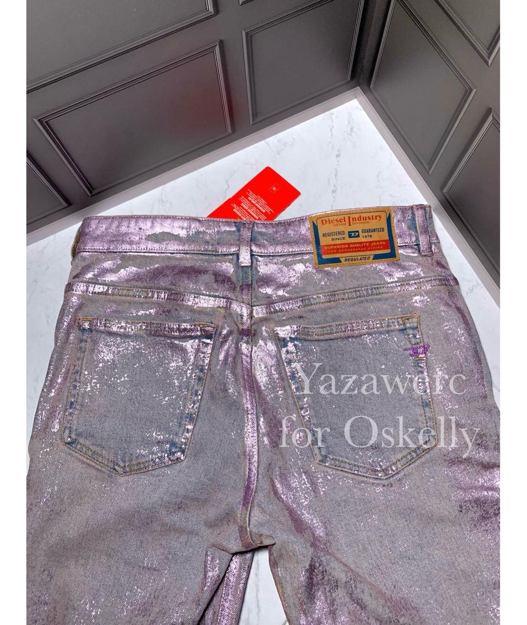 DIESEL Розовые хлопко-эластановые прямые джинсы, фото 4