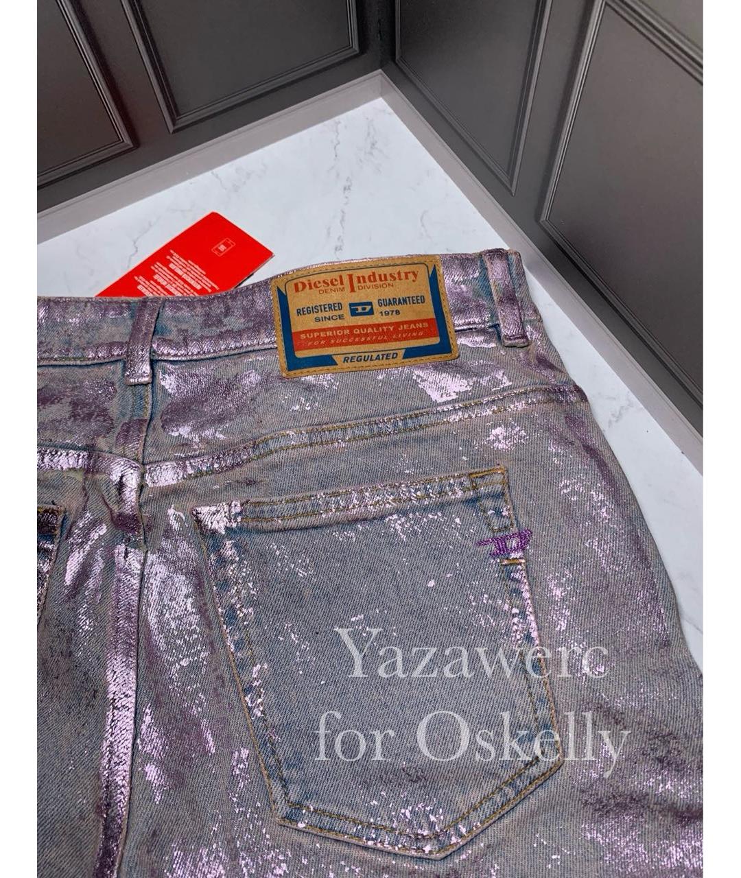 DIESEL Розовые хлопко-эластановые прямые джинсы, фото 6