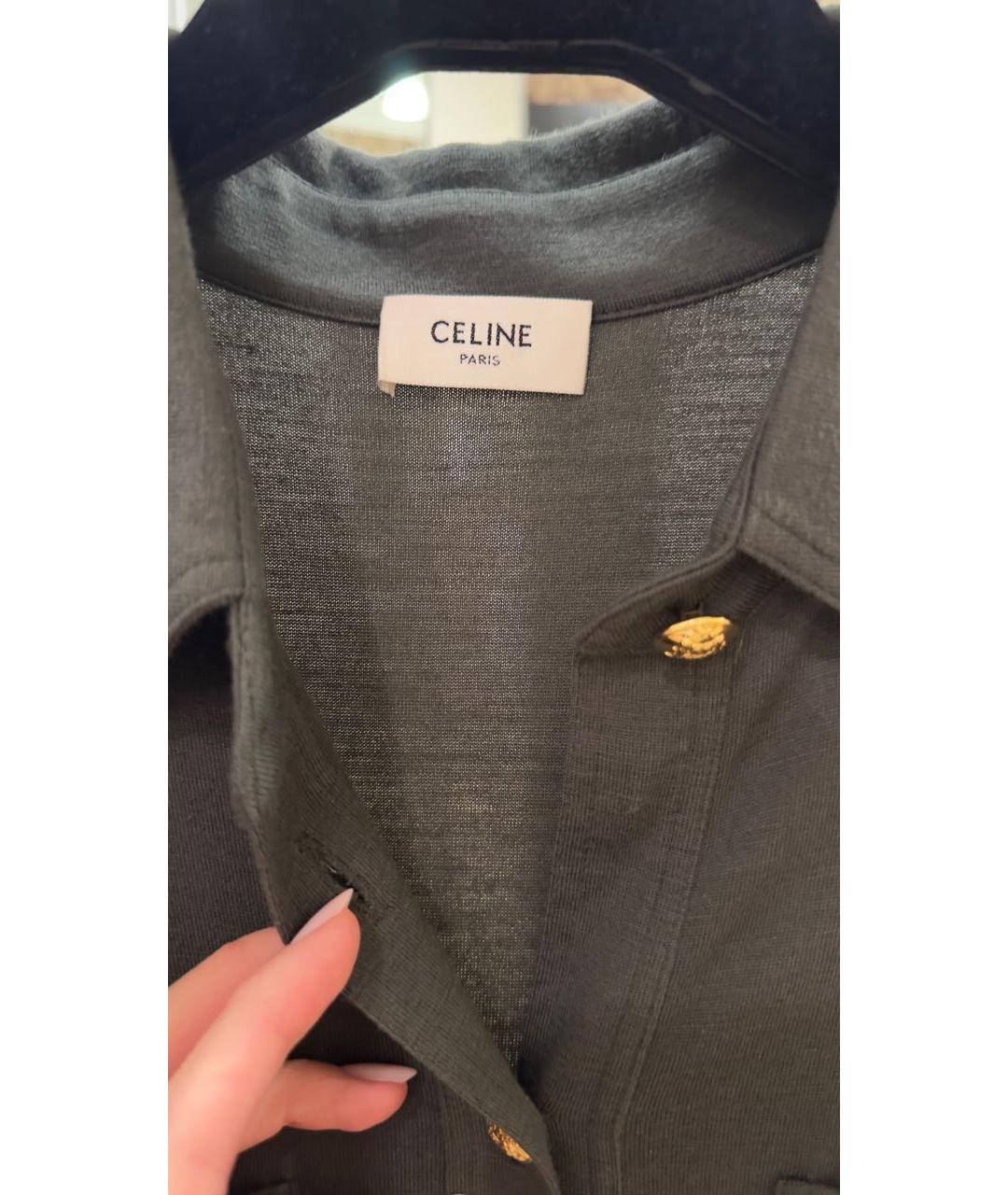 CELINE Хаки шерстяное повседневное платье, фото 4