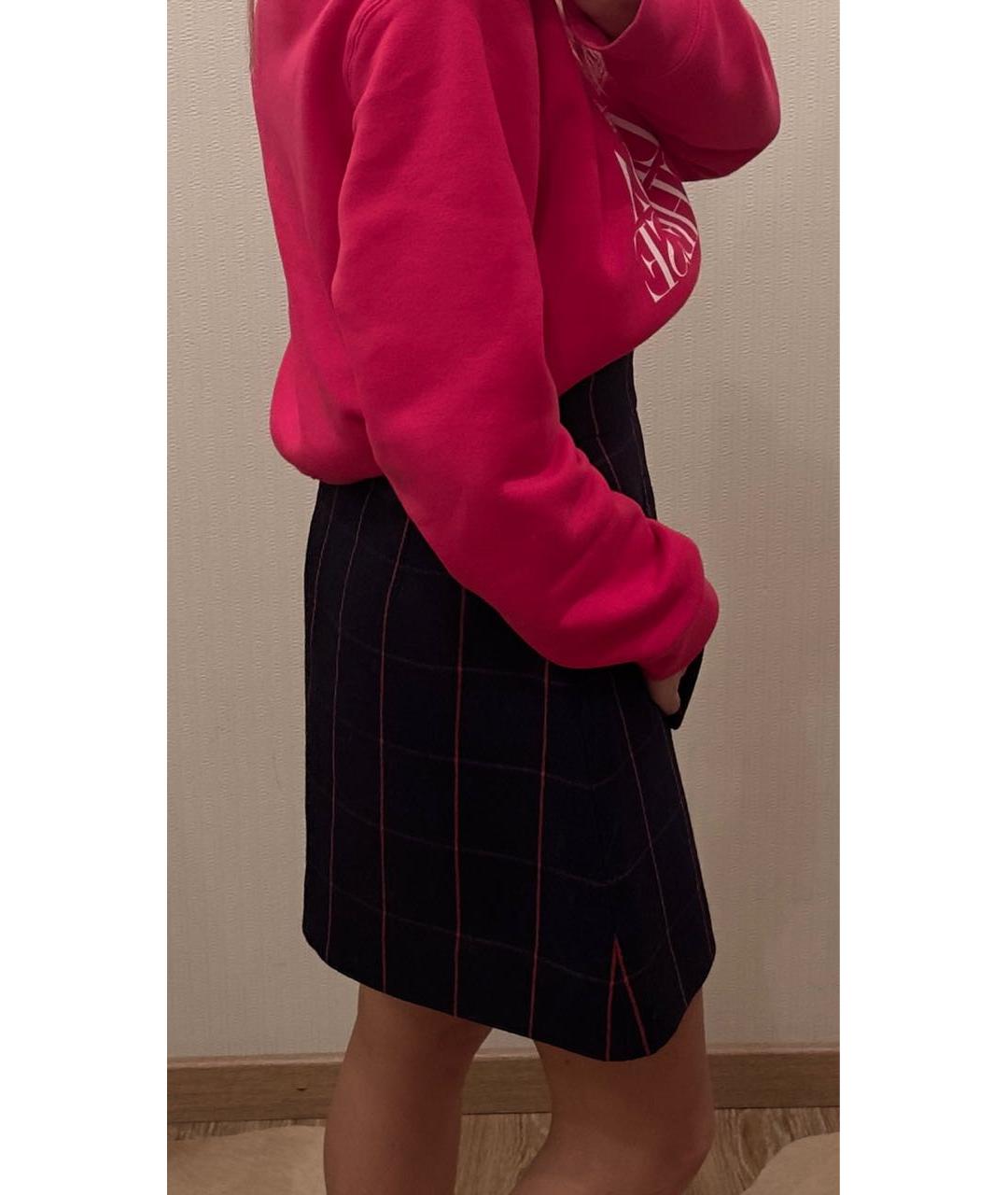 MIU MIU Темно-синяя шерстяная юбка мини, фото 3