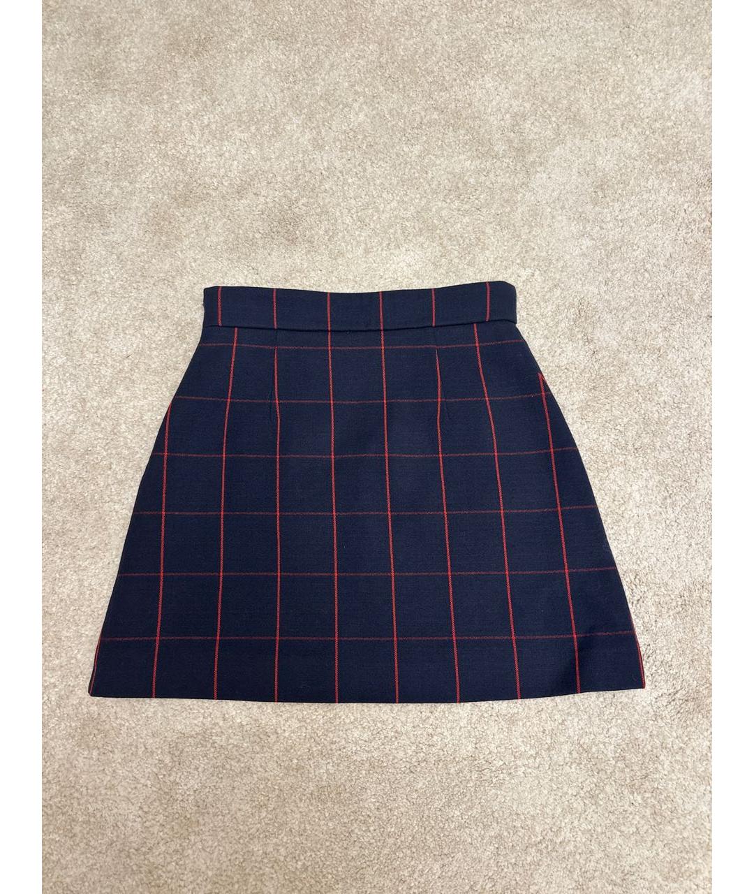 MIU MIU Темно-синяя шерстяная юбка мини, фото 7