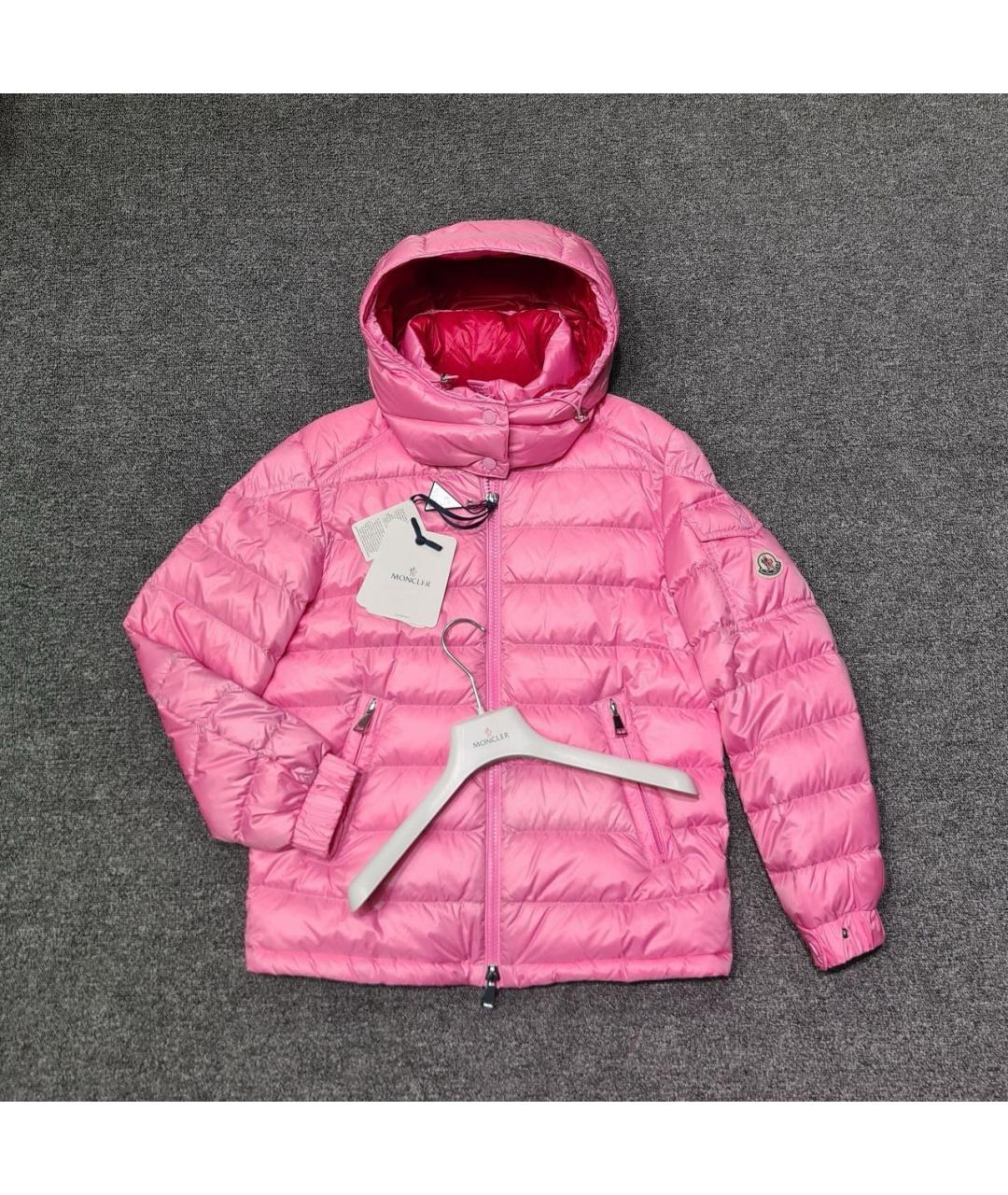 MONCLER Розовый полиамидовый пуховик, фото 2