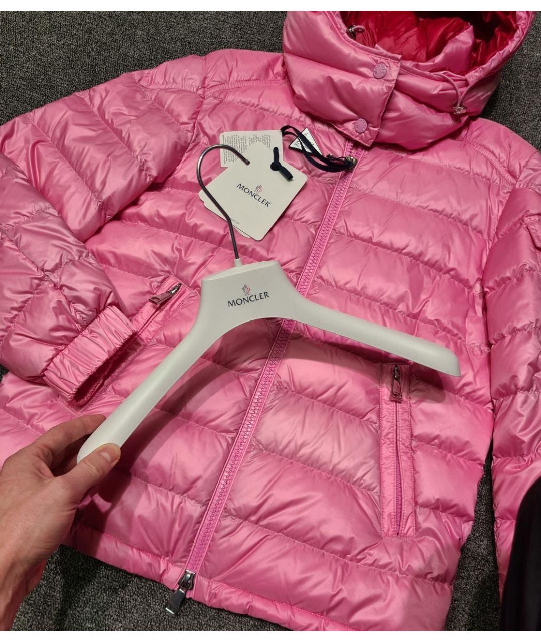 MONCLER Розовый полиамидовый пуховик, фото 4