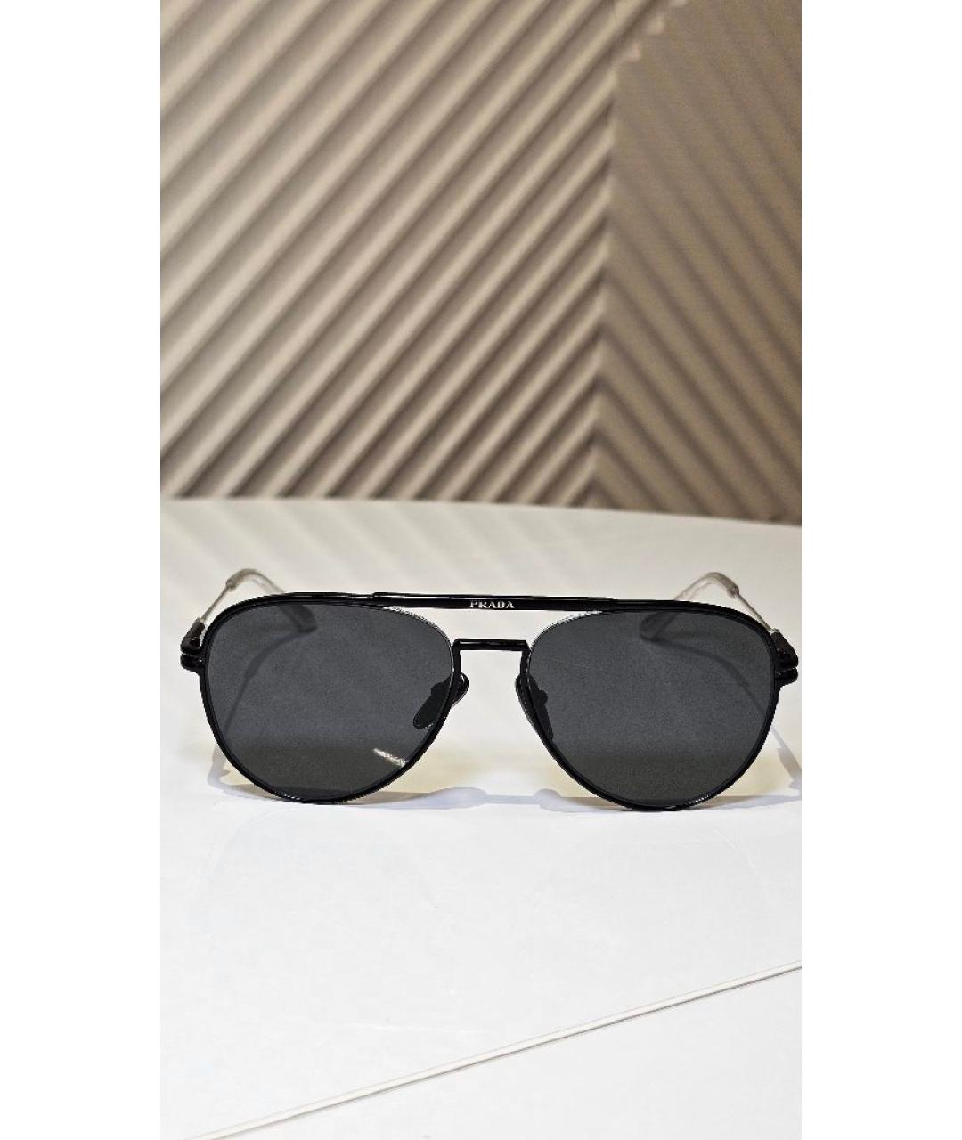 PRADA Черные металлические солнцезащитные очки, фото 6