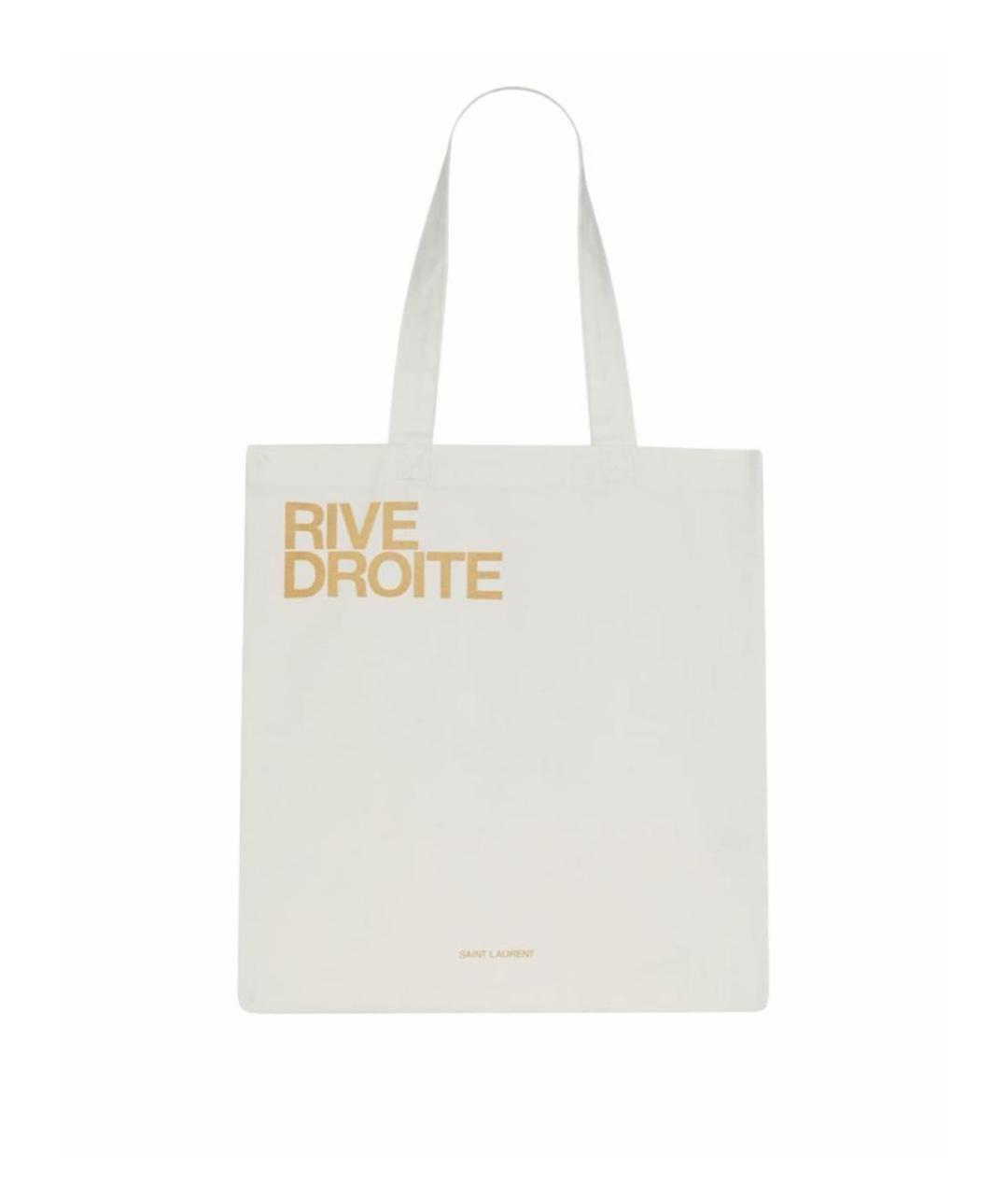 SAINT LAURENT Бежевая хлопковая сумка с короткими ручками, фото 4