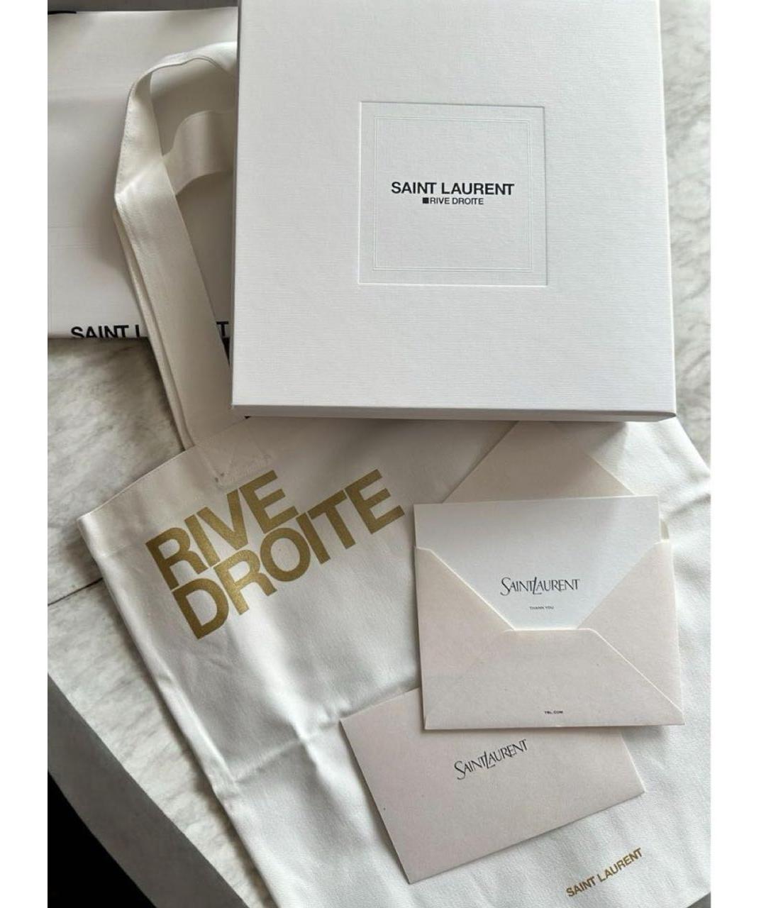 SAINT LAURENT Бежевая хлопковая сумка с короткими ручками, фото 3