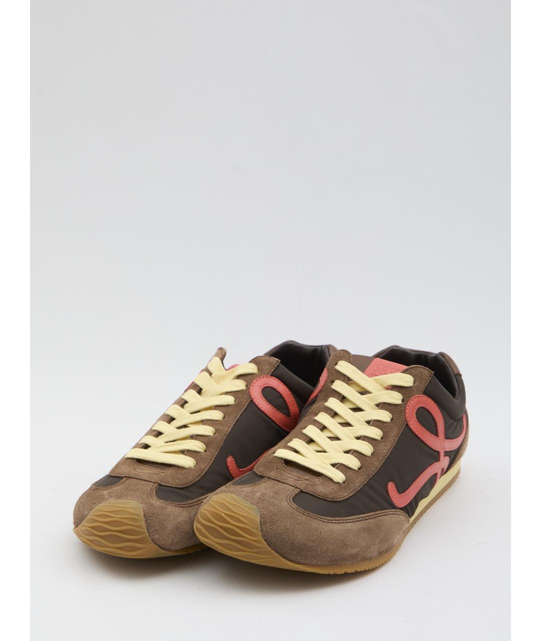 LOEWE Коричневые кожаные кроссовки, фото 2