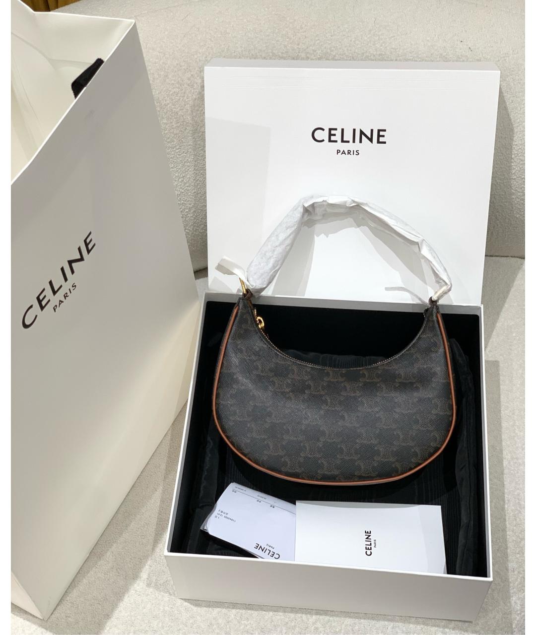 CELINE Черная сумка с короткими ручками из искусственной кожи, фото 10