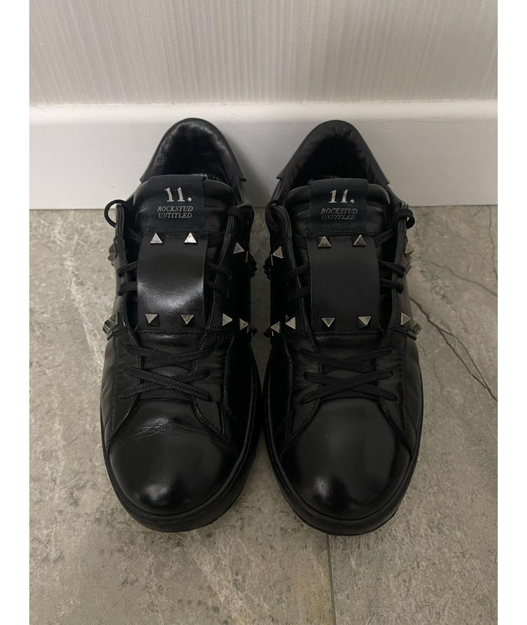 VALENTINO Черные кожаные низкие кроссовки / кеды, фото 2