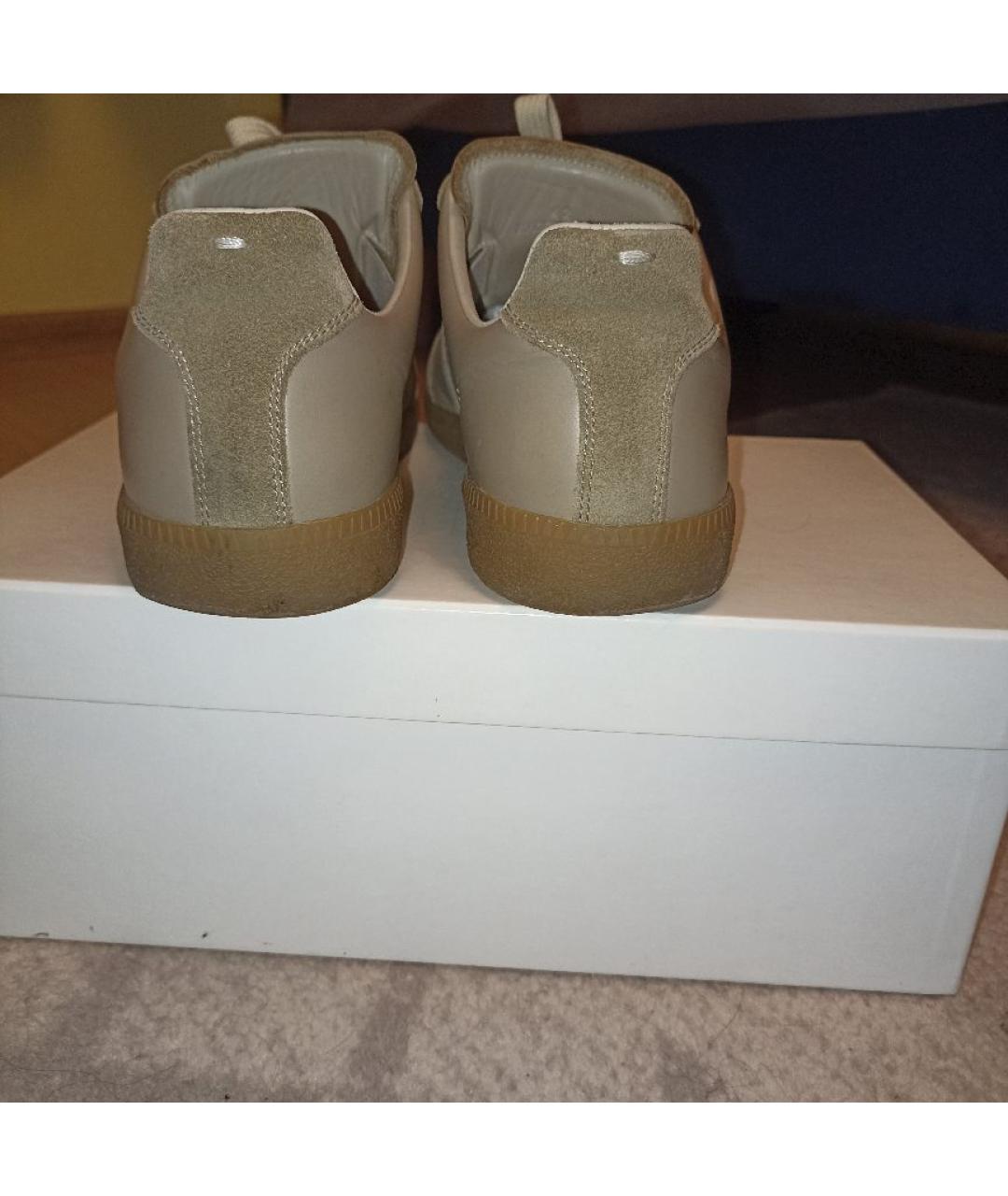 MAISON MARGIELA Бежевые замшевые низкие кроссовки / кеды, фото 4