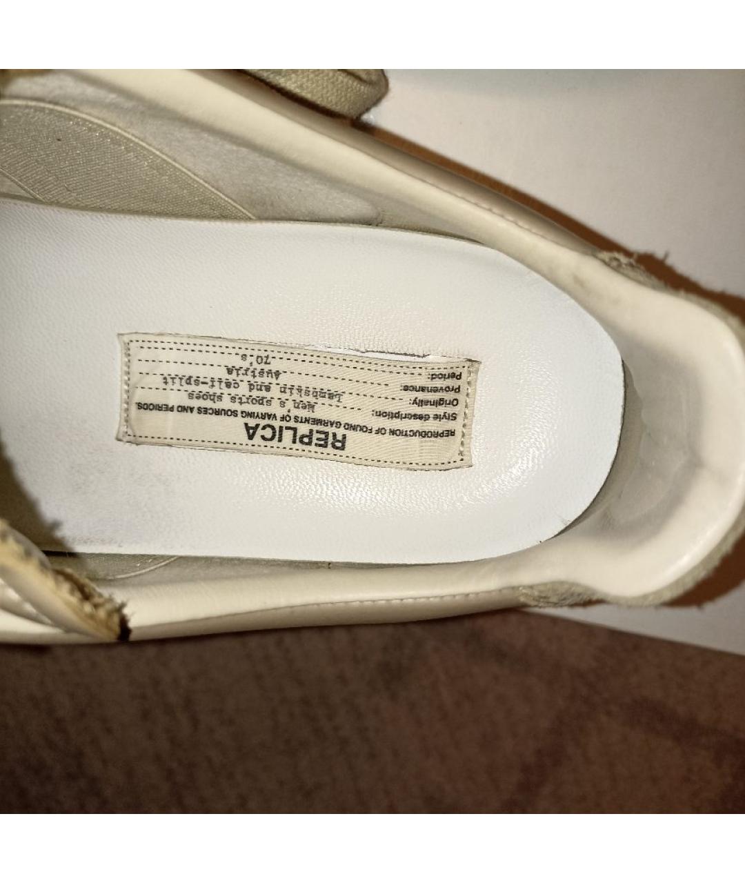 MAISON MARGIELA Бежевые замшевые низкие кроссовки / кеды, фото 7