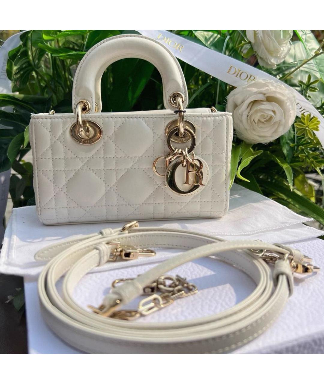 CHRISTIAN DIOR Бежевая кожаная сумка через плечо, фото 4