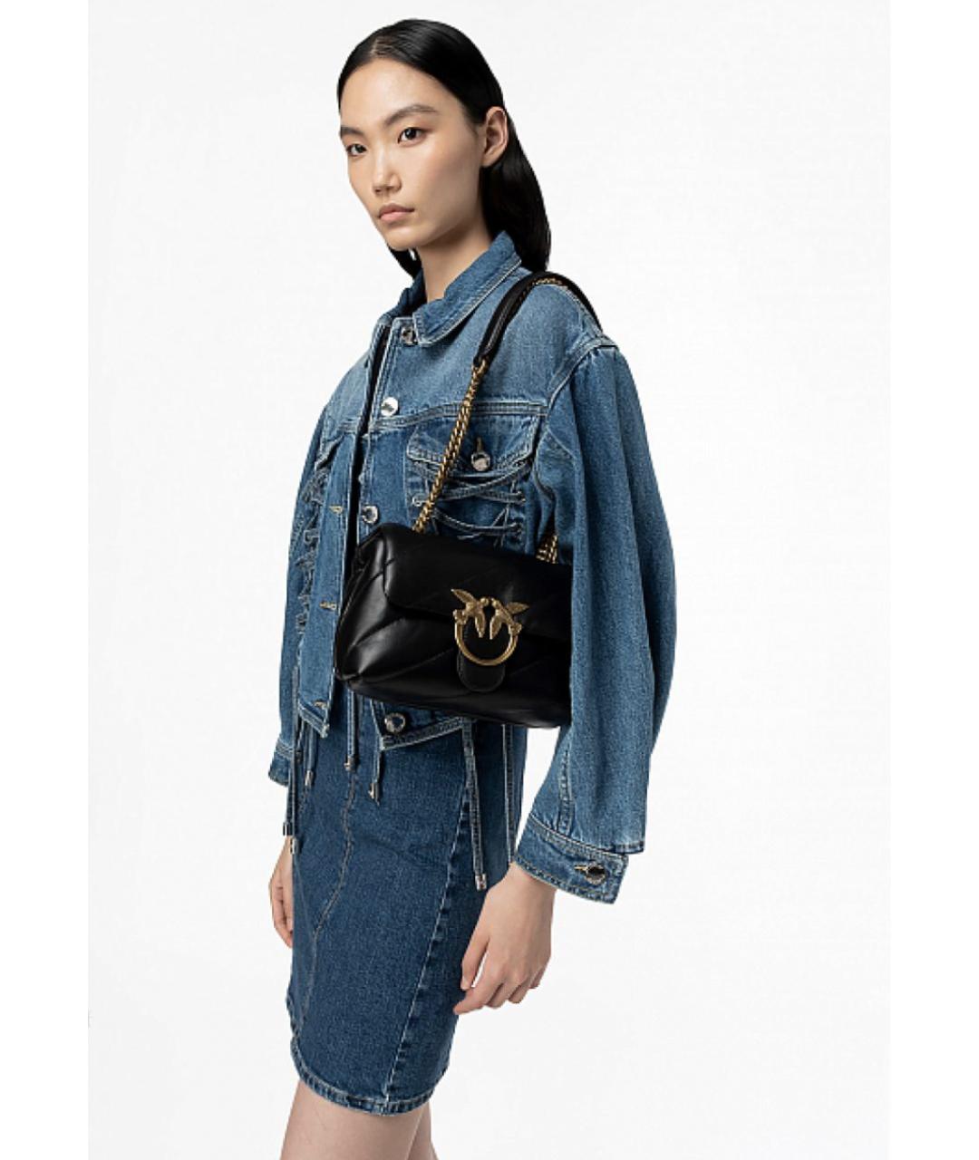 PINKO Черная кожаная сумка через плечо, фото 5