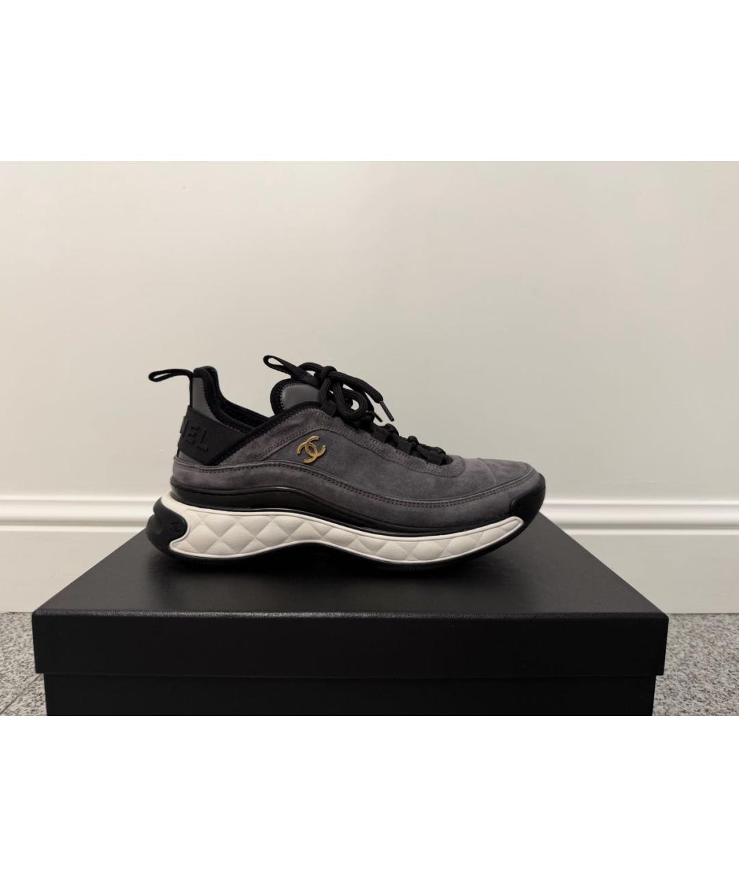 CHANEL Серые замшевые кроссовки, фото 8