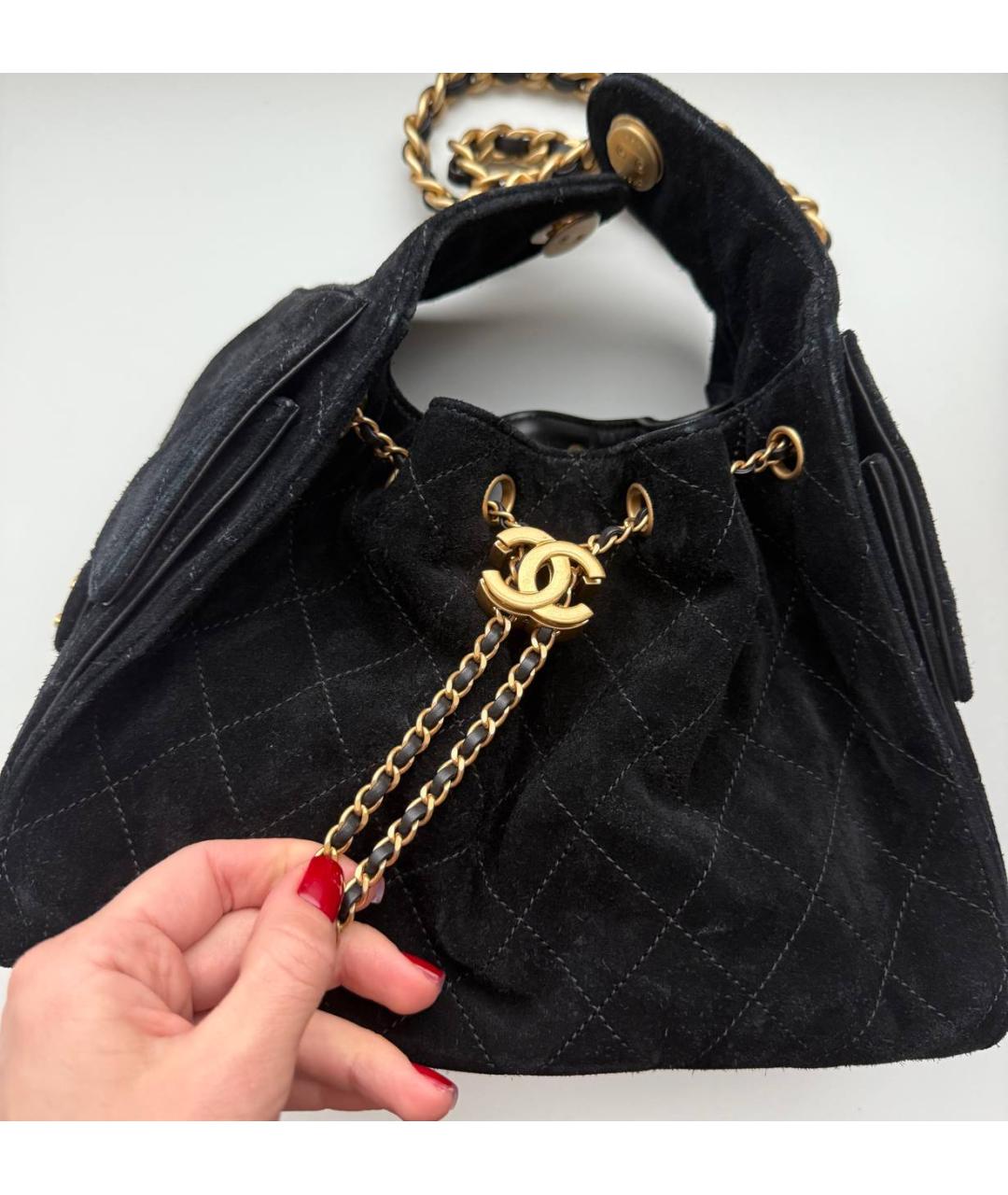 CHANEL Черная замшевая сумка через плечо, фото 4