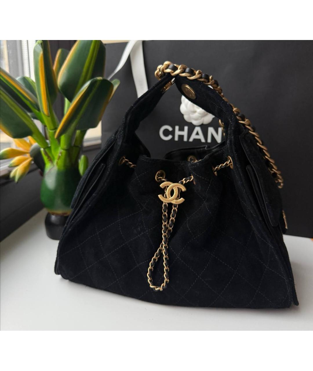 CHANEL Черная замшевая сумка через плечо, фото 7