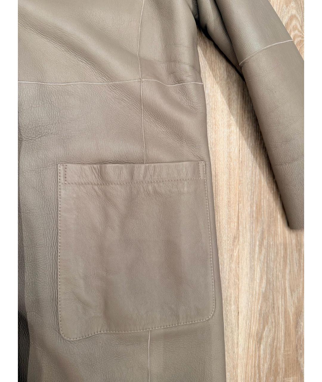12 STOREEZ Бежевая кожаная дубленка, фото 5