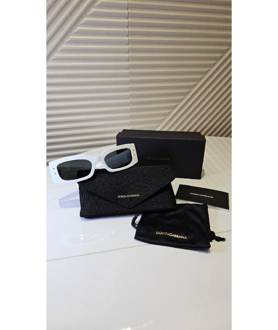 DOLCE&GABBANA Белые пластиковые солнцезащитные очки, фото 5