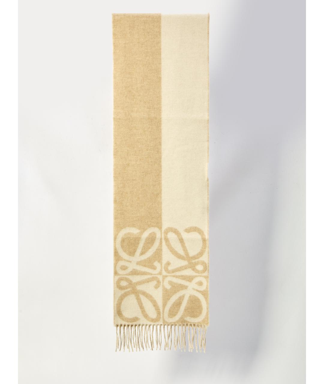 LOEWE Бежевый шерстяной шарф, фото 3