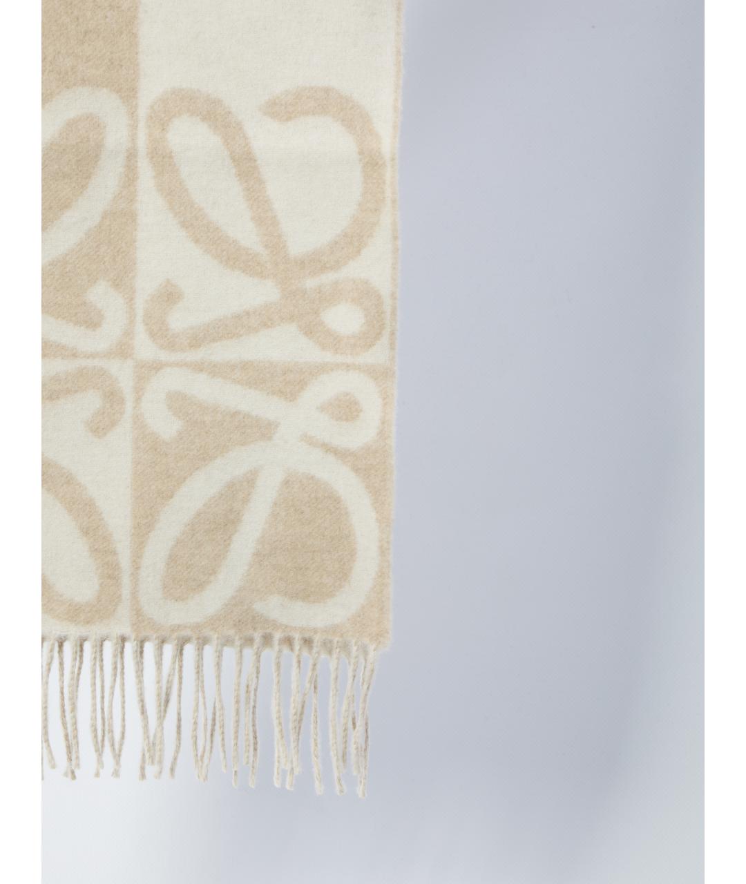 LOEWE Бежевый шерстяной шарф, фото 2