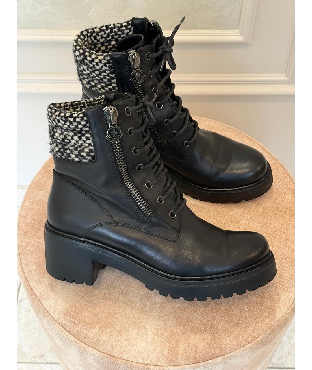 MONCLER Черные кожаные ботинки, фото 2