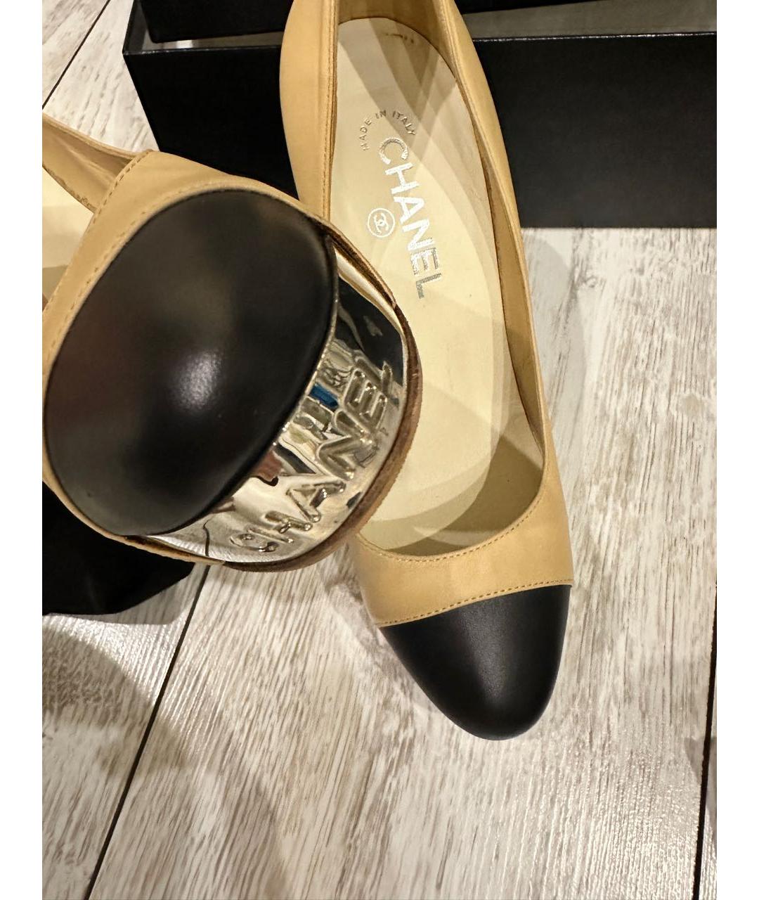 CHANEL Бежевые кожаные туфли, фото 3