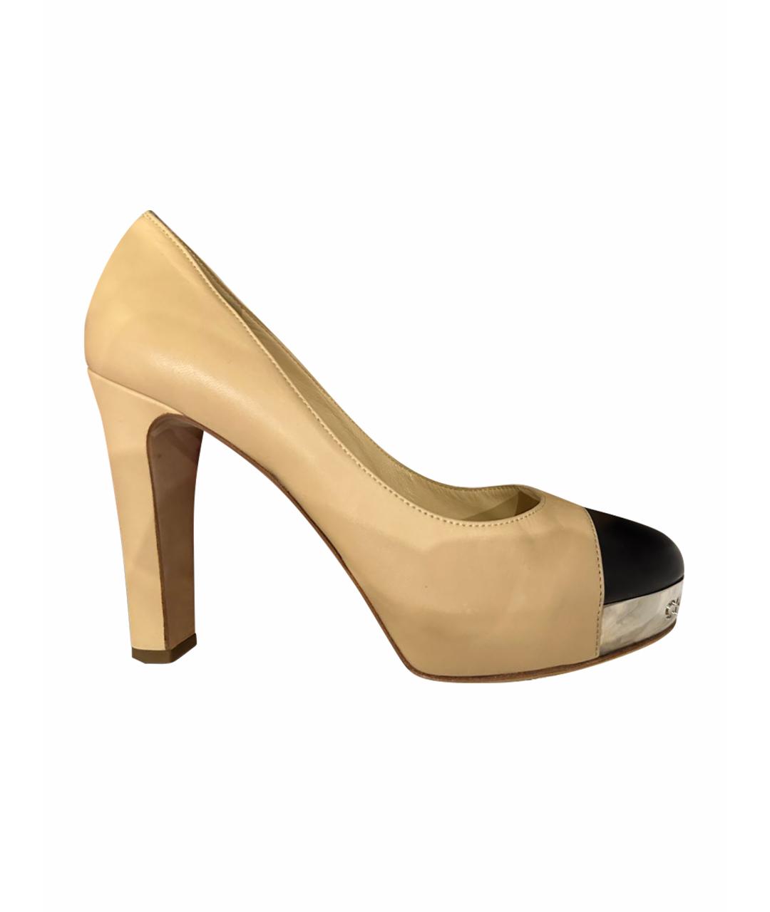 CHANEL Бежевые кожаные туфли, фото 1