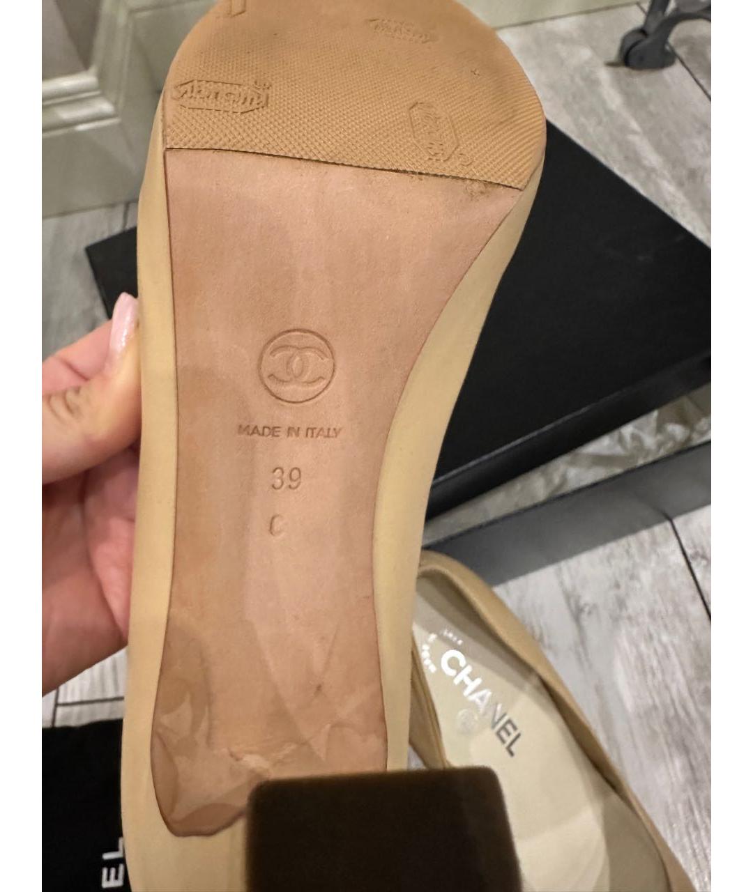 CHANEL Бежевые кожаные туфли, фото 7