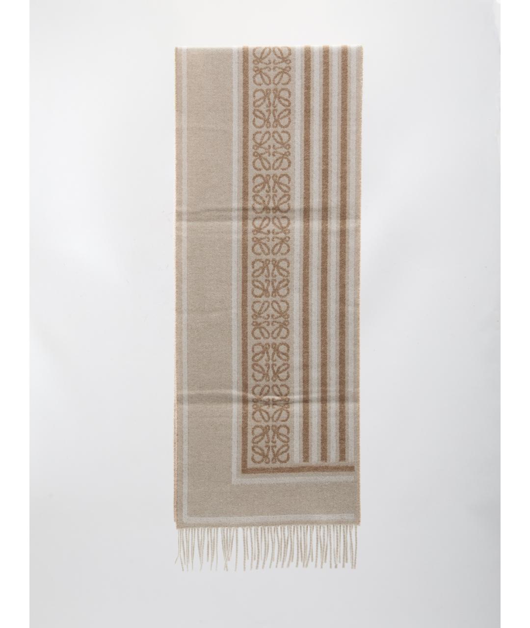LOEWE Бежевый шерстяной шарф, фото 3