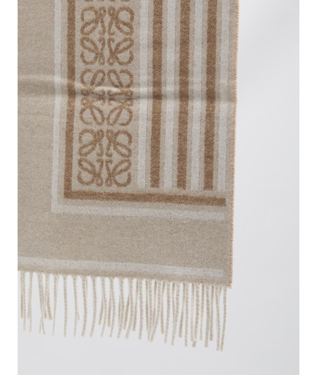 LOEWE Бежевый шерстяной шарф, фото 2