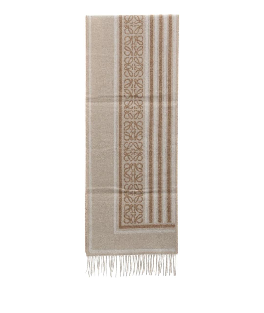 LOEWE Бежевый шерстяной шарф, фото 1