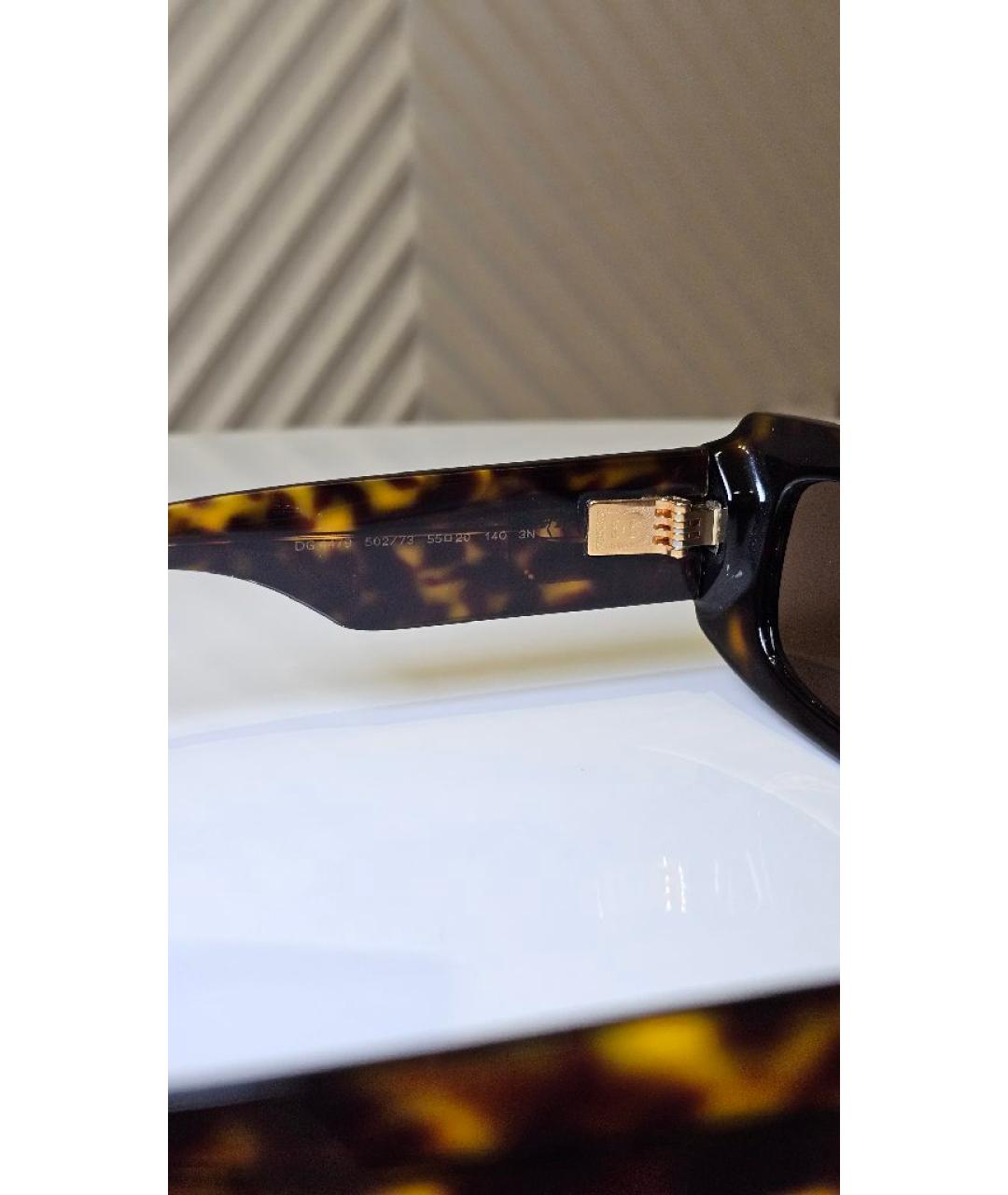 DOLCE&GABBANA Коричневые пластиковые солнцезащитные очки, фото 3