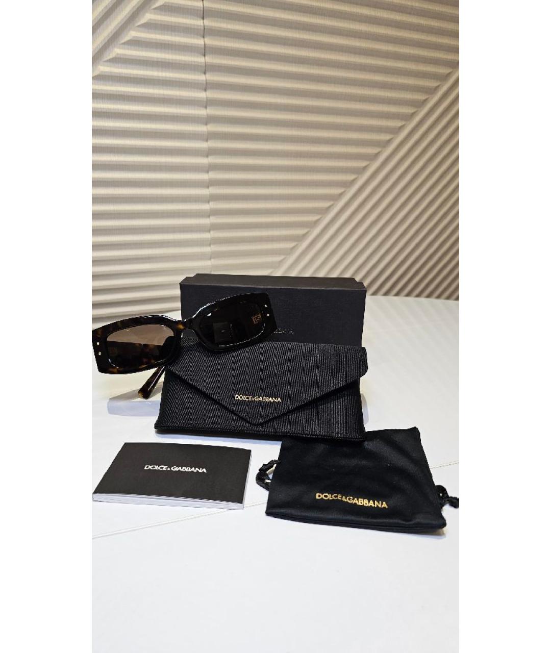 DOLCE&GABBANA Коричневые пластиковые солнцезащитные очки, фото 5