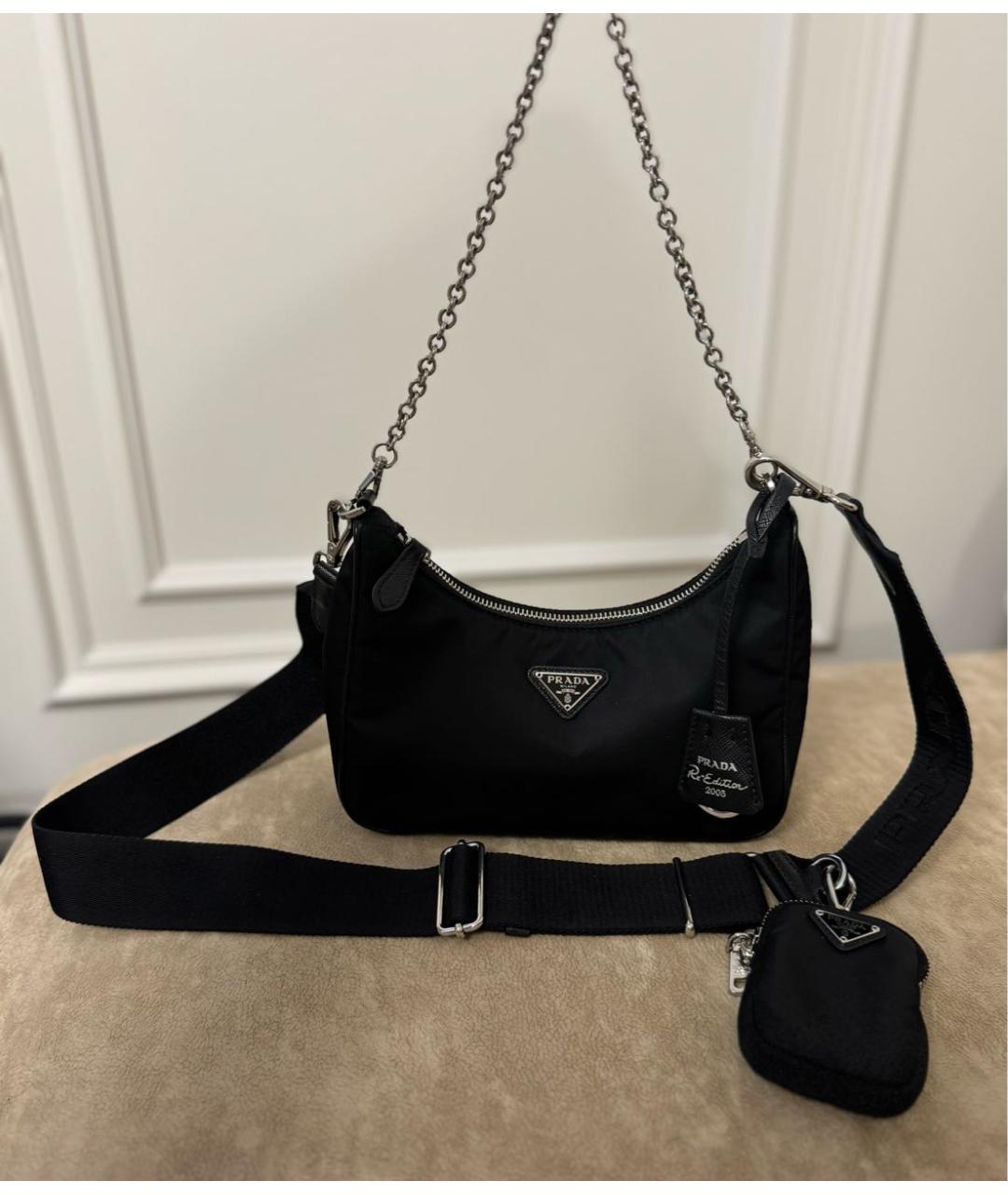 PRADA Черная тканевая сумка с короткими ручками, фото 8
