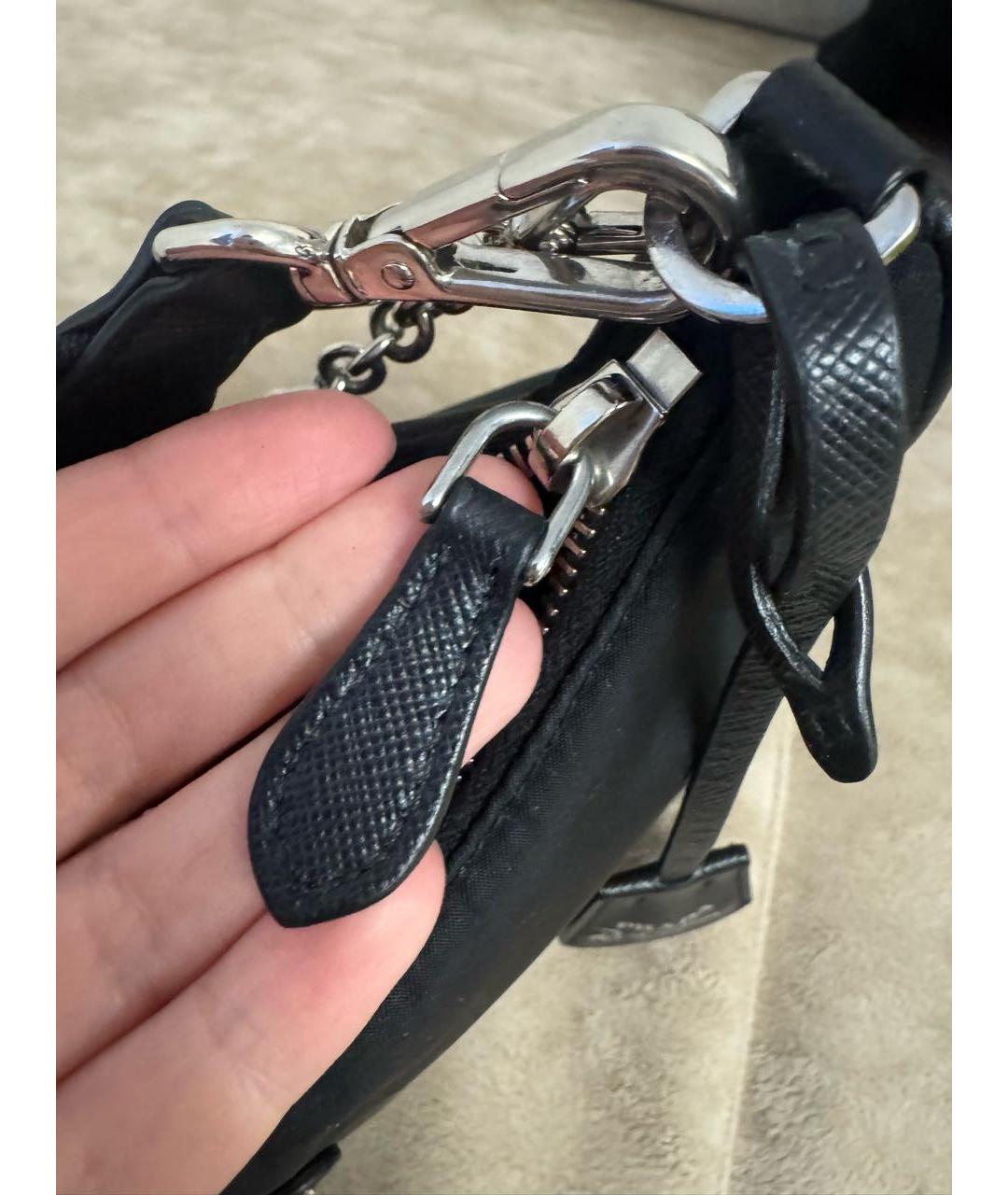 PRADA Черная тканевая сумка с короткими ручками, фото 6