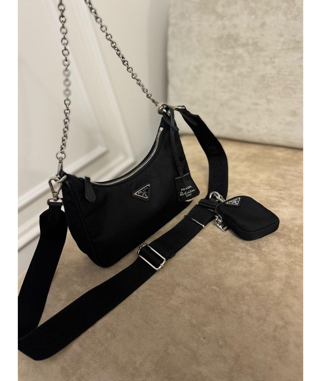 PRADA Черная тканевая сумка с короткими ручками, фото 2