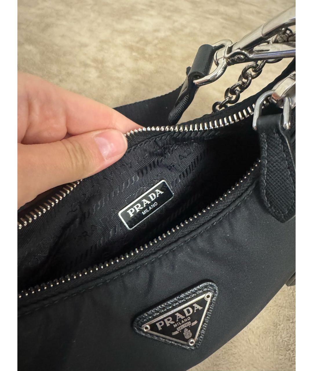 PRADA Черная тканевая сумка с короткими ручками, фото 5