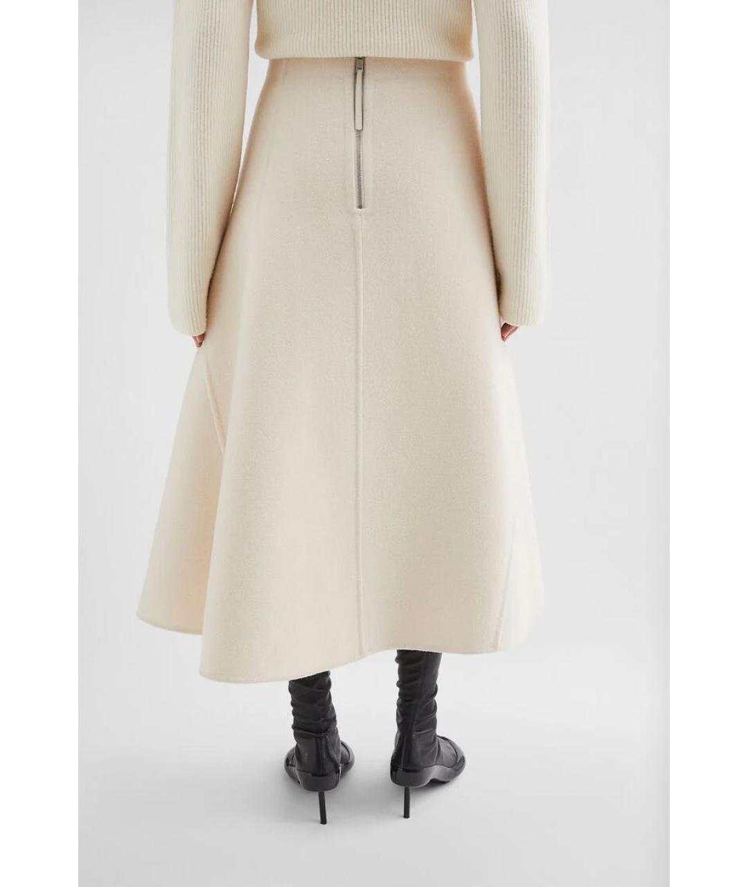 JIL SANDER Бежевая шерстяная юбка миди, фото 4