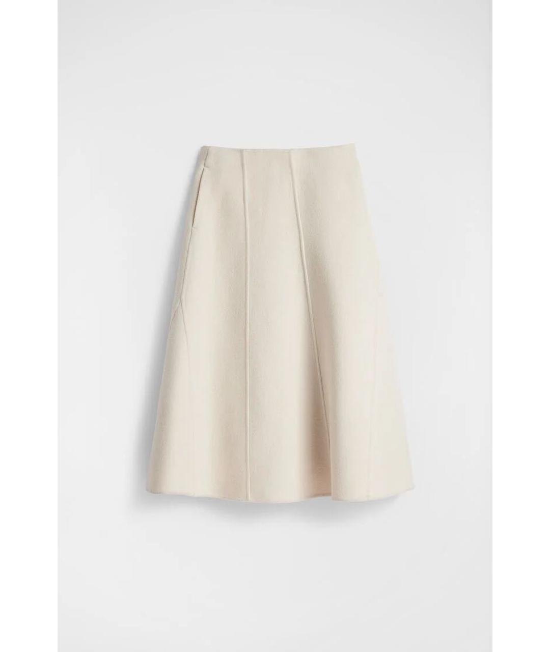 JIL SANDER Бежевая шерстяная юбка миди, фото 6