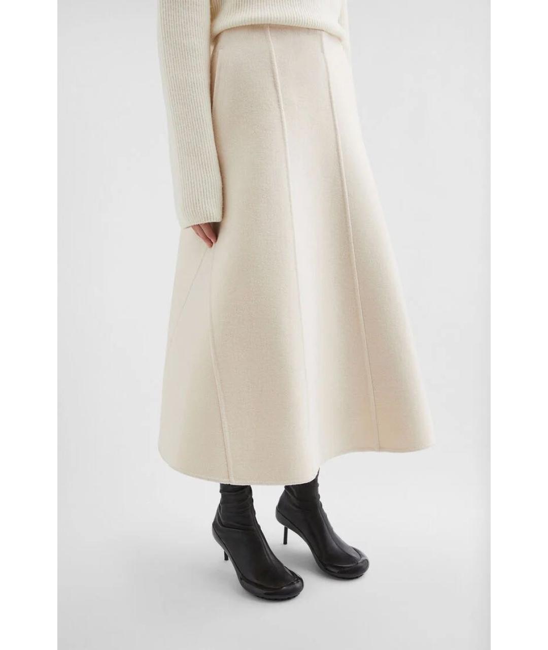 JIL SANDER Бежевая шерстяная юбка миди, фото 5