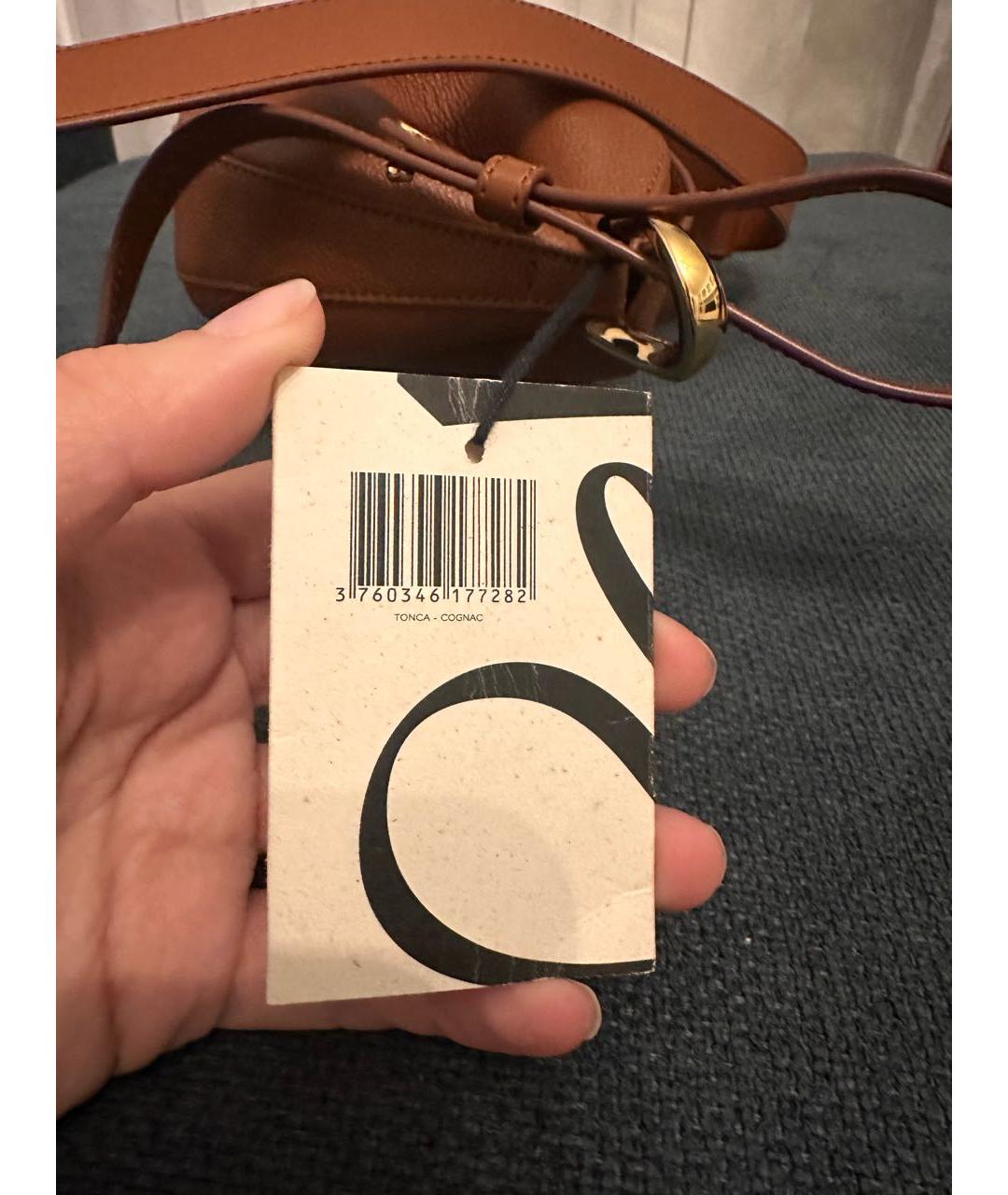 POLENE Коричневая кожаная сумка через плечо, фото 6