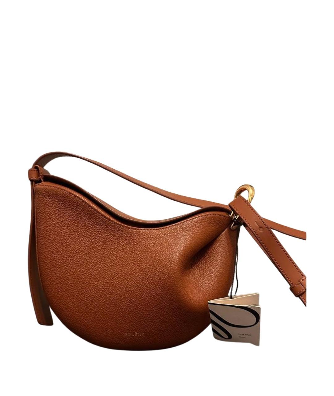POLENE Коричневая кожаная сумка через плечо, фото 1