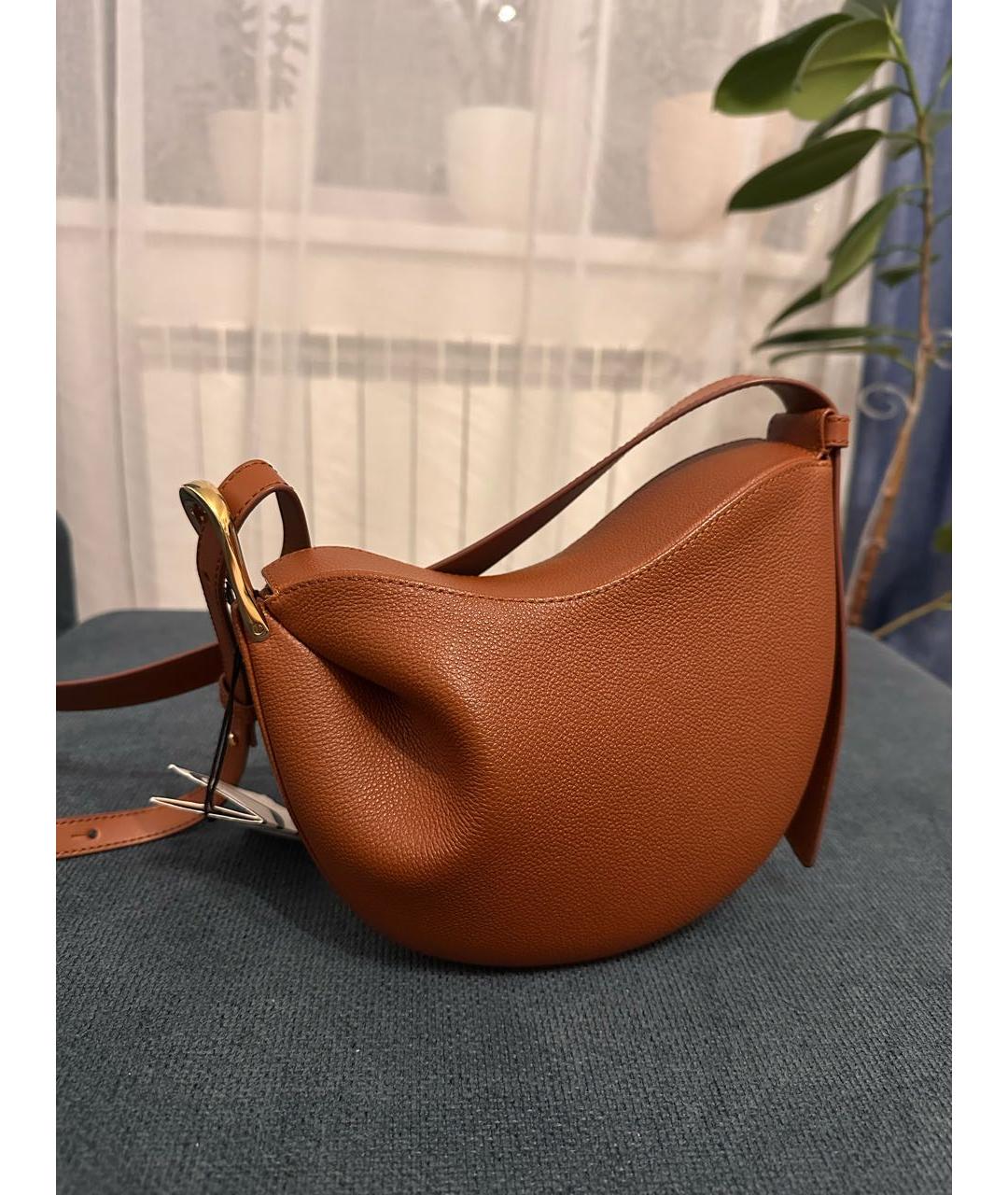 POLENE Коричневая кожаная сумка через плечо, фото 3