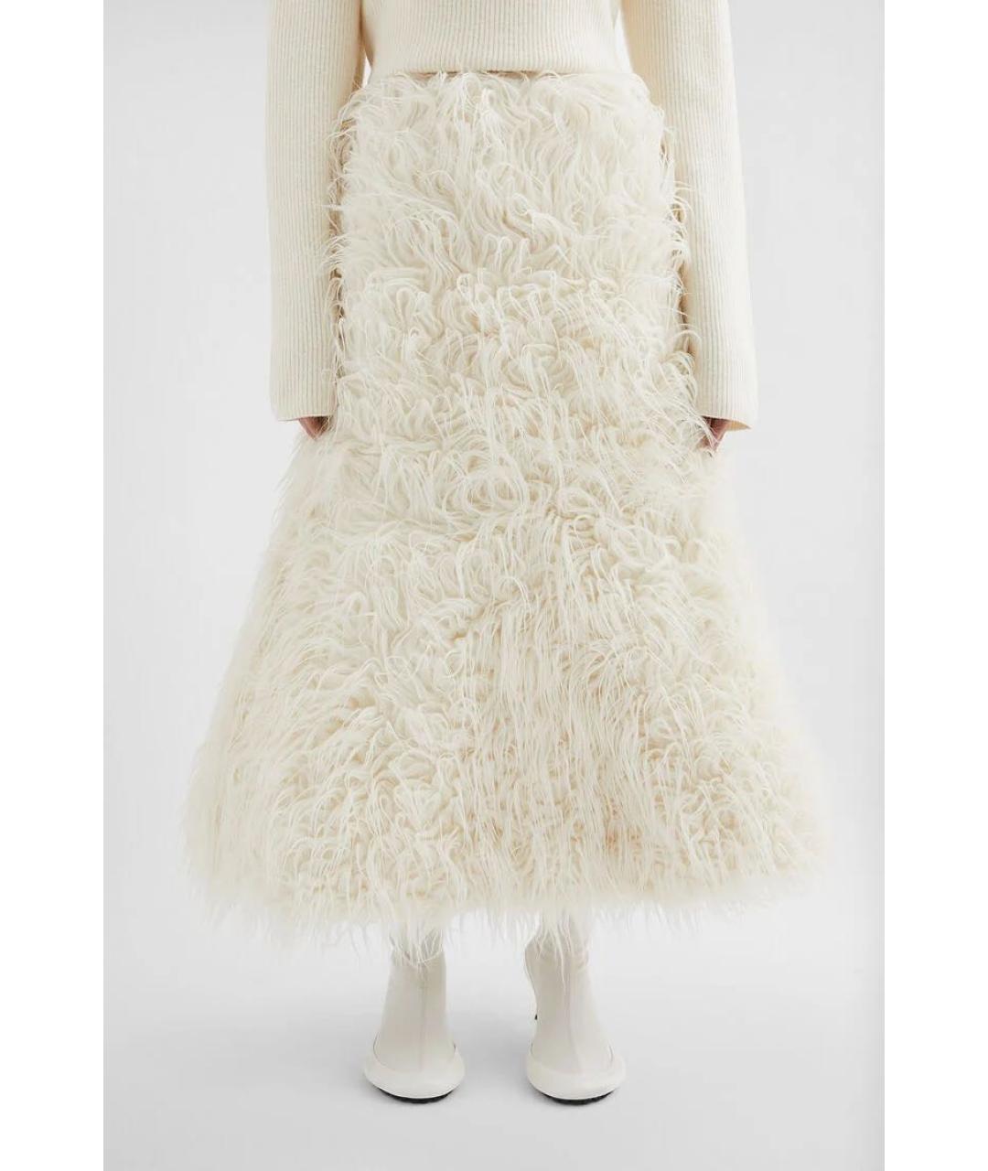 JIL SANDER Бежевая шерстяная юбка миди, фото 3