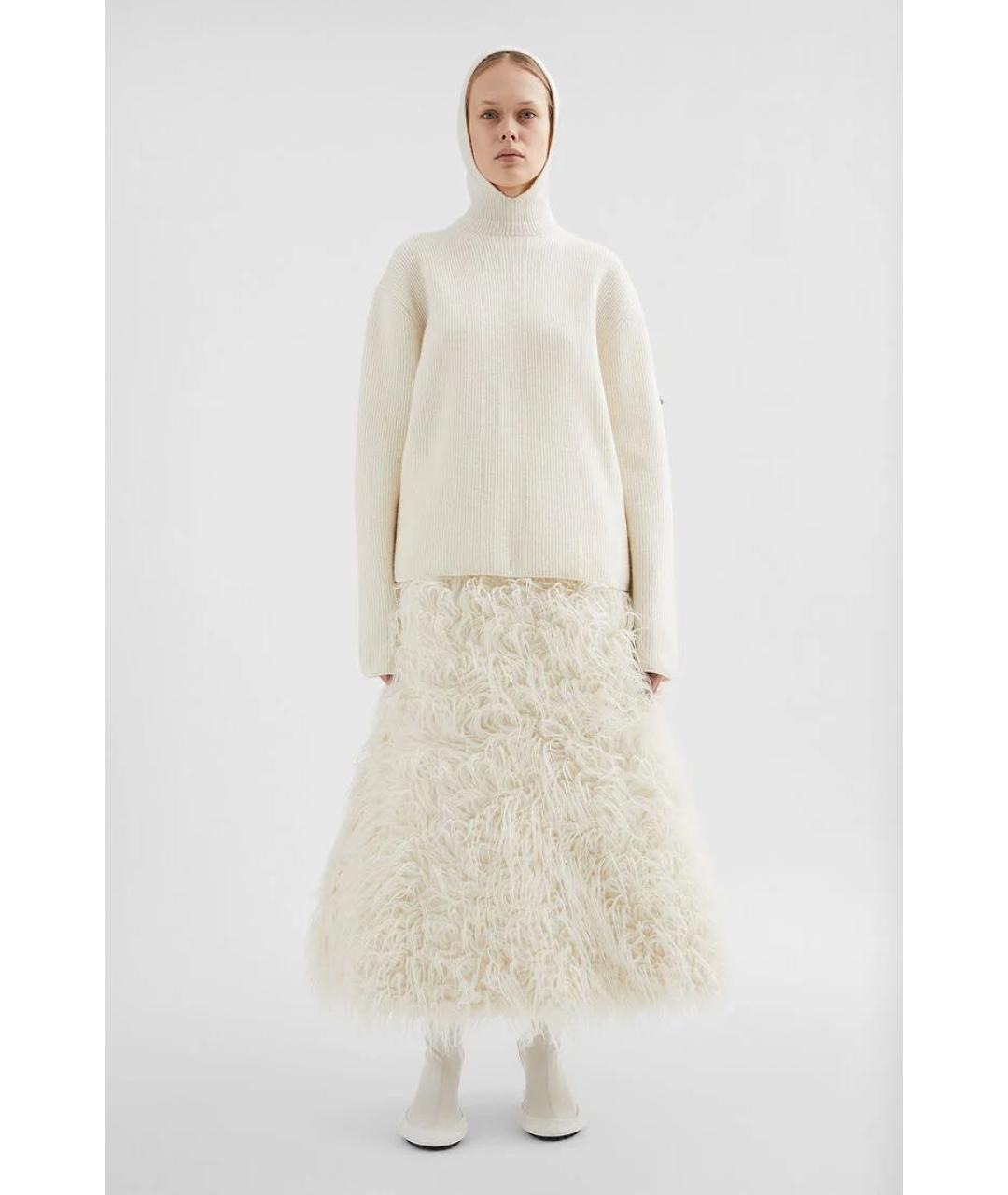 JIL SANDER Бежевая шерстяная юбка миди, фото 2