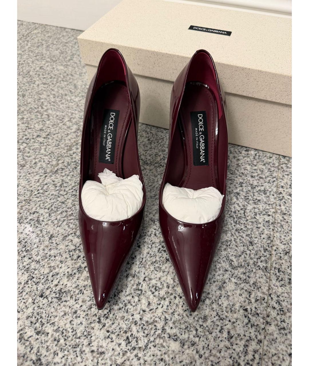 DOLCE&GABBANA Бордовые туфли из лакированной кожи, фото 2