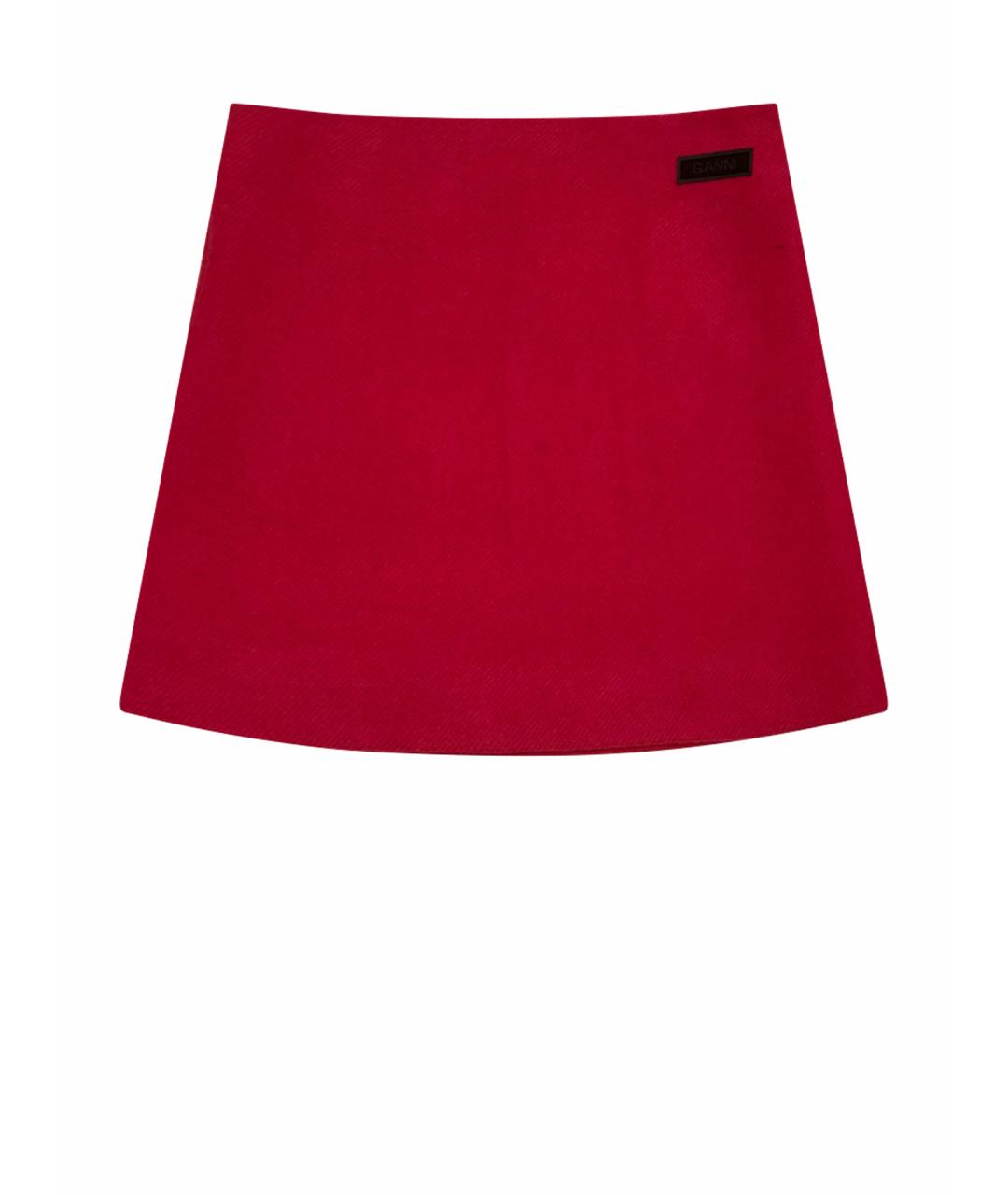 GANNI Фуксия шерстяная юбка мини, фото 1